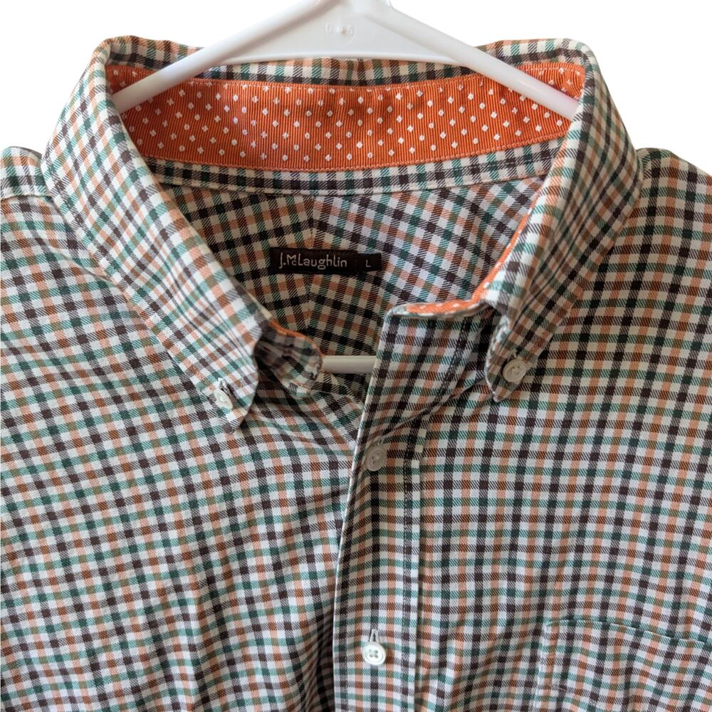 Mens J McLaughlin Button Down Long Sleeve Plaid Dress Shirt Classic Preppy Large